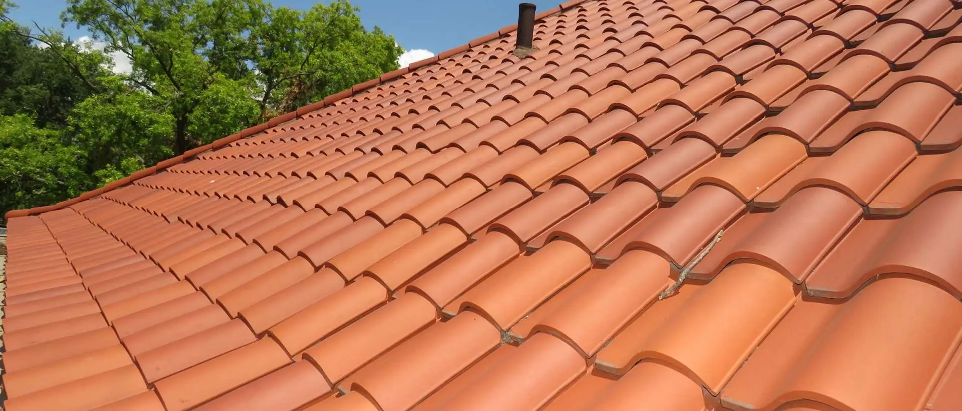 Close up on orange tiled roof